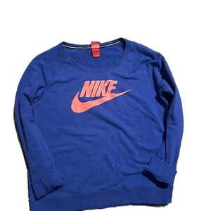 Vtg Nike French Terry Crewneck Sweatshirt Blue and orange Swoosh Pullover-XL